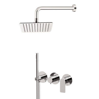 Daniel Ambition inbouw regendouche 25x25cm ultra dun met mechanische omstelling Chroom en Matzwart 9