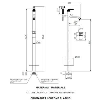 Daniel Brooklyn vrijstaande badmengkraan met vintage beugelgreep en mechanische omsteller 4