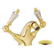 Daniel Crystal Retro tweegreeps bidetmengkraan opbouw met Swarovski grepen en keramisch binnenwerk Daniel Crystal Retro tweegreeps bidetmengkraan opbouw met Swarovski grepen en keramisch binnenwerk