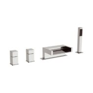 Daniel Cube inbouw waterval badrandmengkraan met 4-gats mechanische omstelling en knophendel Daniel Cube inbouw waterval badrandmengkraan met 4-gats mechanische omstelling en knophendel