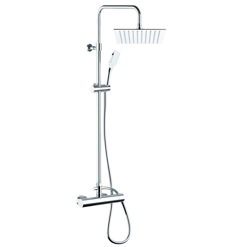 Daniel Design ultra dunne vierkante regendouche 25x25cm opbouw met telescopische kolom