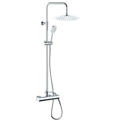 Daniel Design telescopische opbouw regendouche Ø30cm ultra dun met 2-wegomsteller chroom en mat zwart 7