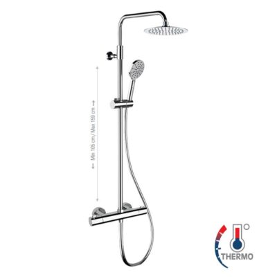 Daniel Design telescopische opbouw regendouche met ultra dunne Ø30cm hoofddouche in chroom en mat-zwart 8