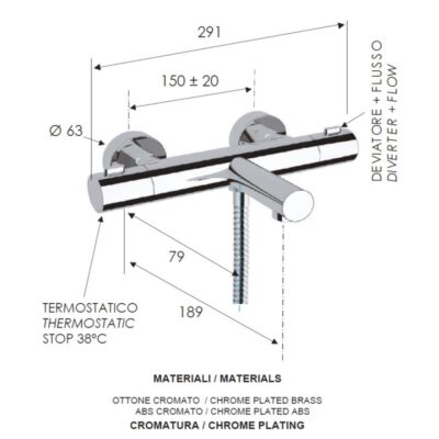 Daniel Design thermostatische badmengkraan tweegreeps opbouw 15 kleuropties en temperatuurbeveiliging 4