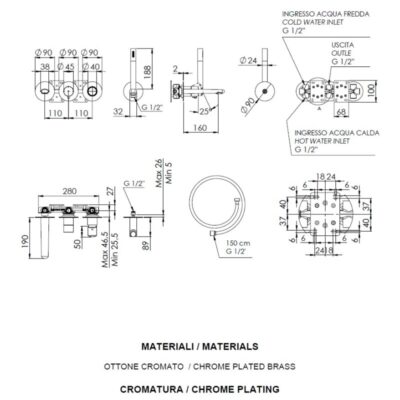 Daniel Fusion inbouw badmengkraan met knophendel en keramische cartridge 15 kleuropties 4