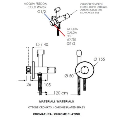 Daniel Fusion inbouw bidetmengkraan met ronde knopgreep en keramische cartridge 15 kleuropties 4