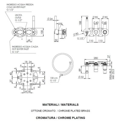 Daniel Fusion inbouw douchemengkraan met knophendel en keramische cartridge 15 kleuropties 4