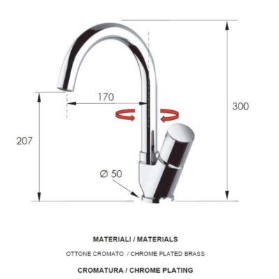 Daniel Fusion eenknops keukenmengkraan met draaibare ronde uitloop en keramische cartridge 15 kleuropties 4
