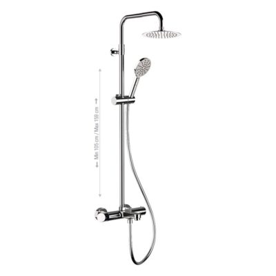 Daniel Fusion telescopische opbouw regendouche Ø30cm ultra dun met baduitloop in Chr en Mzwt 7