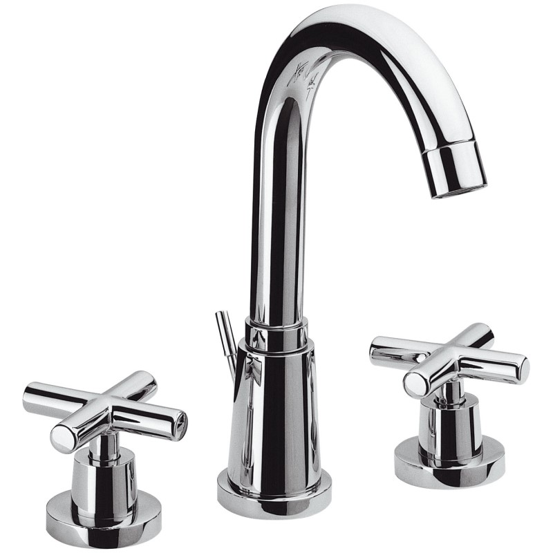 Daniel Jax 3-gats opbouw wastafelmengkraan met kruisgreep en keramische bovendeel 15 kleuropties 3 Daniel Jax 3-gats opbouw wastafelmengkraan met kruisgreep en keramische bovendeel 15 kleuropties 3