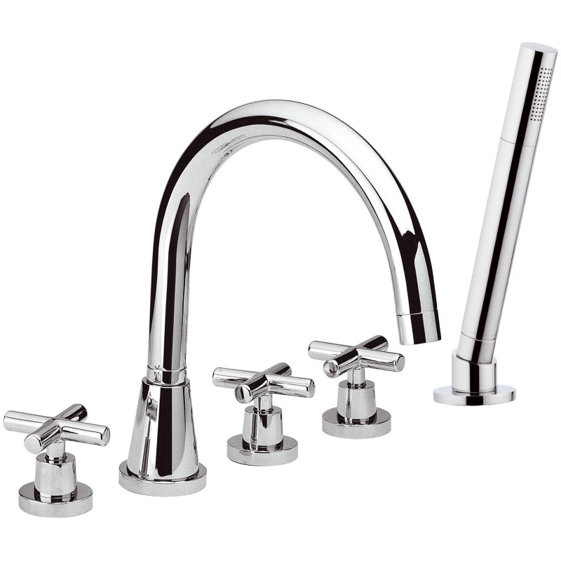 Daniel Jax inbouw badrandmengkraan 5-gats met kruisgreep en keramisch mechanisme 15 kleuropties