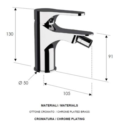 Daniel Omega eengreeps bidetmengkraan opbouw met keramische cartridge en vleugelgreep 15 kleuropties 4