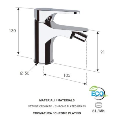 Daniel Omega Green waterbesparende bidetmengkraan met vleugelgreep en keramische cartridge 4