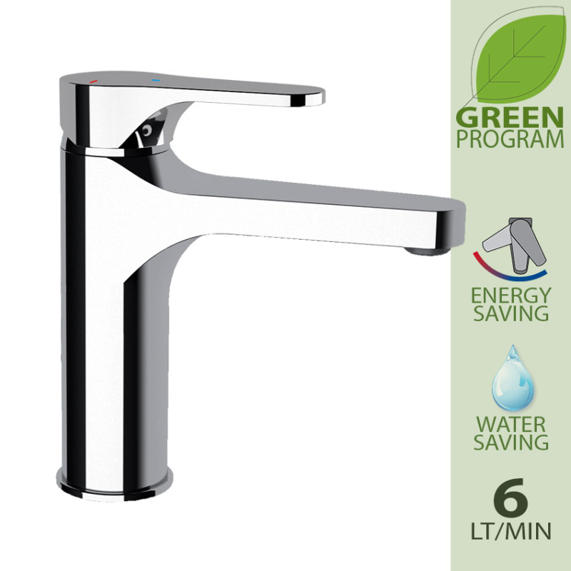 Daniel Omega Green eengreeps wastafelmengkraan met vleugelgreep – hoog – waterbesparend – 15 kleuropties 3