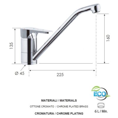 Daniel Omega Green waterbesparende keukenmengkraan draaibare uitloop 15 kleuropties 4