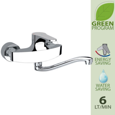 Daniel Omega Green muurmengkraan met draaibare J-uitloop en waterbesparende functies 8