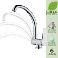 Daniel Omega Green venstermengkraan met draaibare J-uitloop en waterbesparende functies Daniel Omega Green venstermengkraan met draaibare J-uitloop en waterbesparende functies