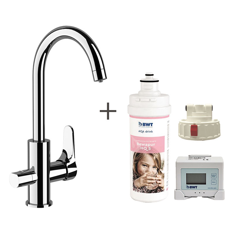 Daniel Omega filtermengkraan met BWT waterfilter en keramische cartridge – chroomkleurig