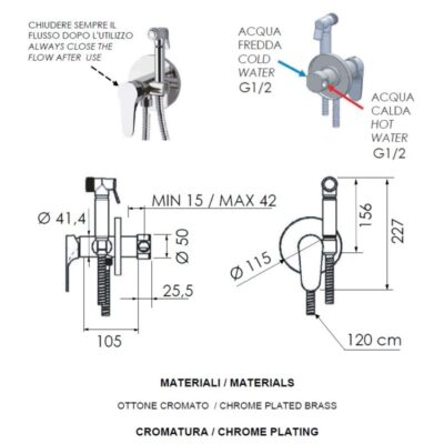 Daniel Omega inbouw bidetmengkraan met vleugelgreep en keramische cartridge 15 kleuropties 4