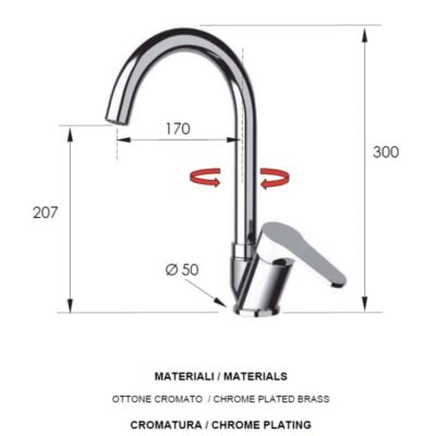 Daniel Omega draaibare keukenmengkraan met ronde uitloop en vleugelgreep – 15 kleuropties 4