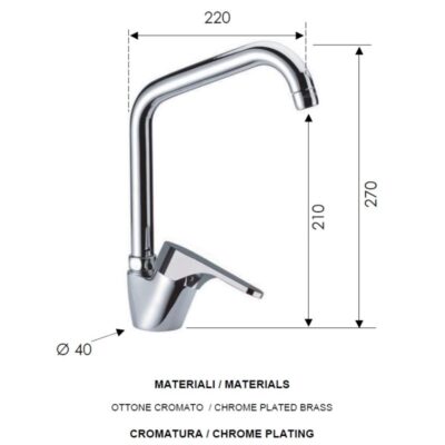 Daniel Omega keukenmengkraan met draaibare U-uitloop en keramische cartridge 15 kleuropties 4