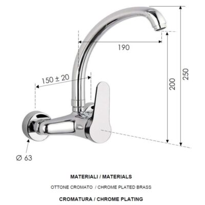 Daniel Omega wandmengkraan met draaibare ronde uitloop en vleugelgreep 15 kleuropties 4