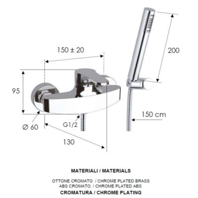 Daniel Omega wandmontage badmengkraan met vleugelgreep en keramische cartridge 15 kleuropties 4