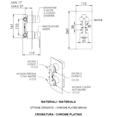Daniel Reflex mechanische 2-wegomsteller met keramische cartridge en ultra-dunne rozetplaat 4