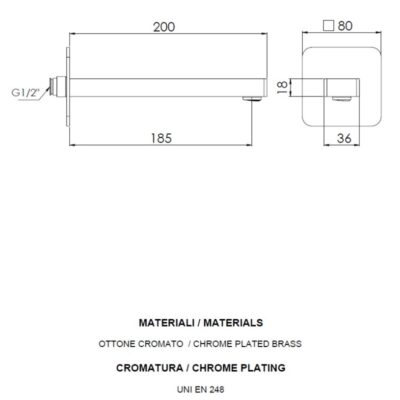 Daniel Reflex wandmontage baduitloop 18cm vierkant 15 kleuropties 4