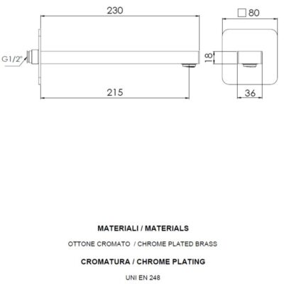 Daniel Reflex wandmontage baduitloop 23cm vierkant 15 kleuropties 4