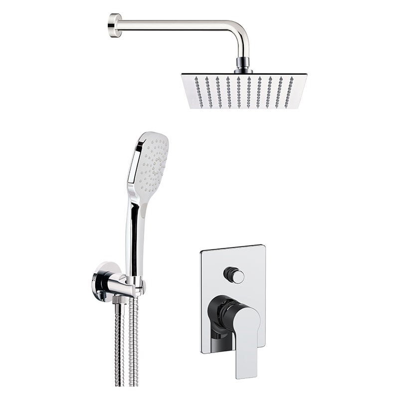 Daniel Reflex inbouw regendouche 25x25cm ultra dun met drukknop chroom en mat zwart 3