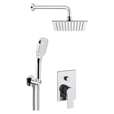 Daniel Reflex inbouw regendouche 30x30cm ultra dun met drukknop chroom en mat zwart 9