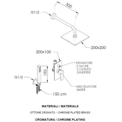 Daniel Reflex inbouw regendouche 30x30cm vierkant met drukknop en 15 kleuropties opties 4