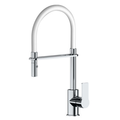 Daniel Reflex hoge keukenmengkraan met flexibele kolom en dichte greep in chroom en mat-wit 5