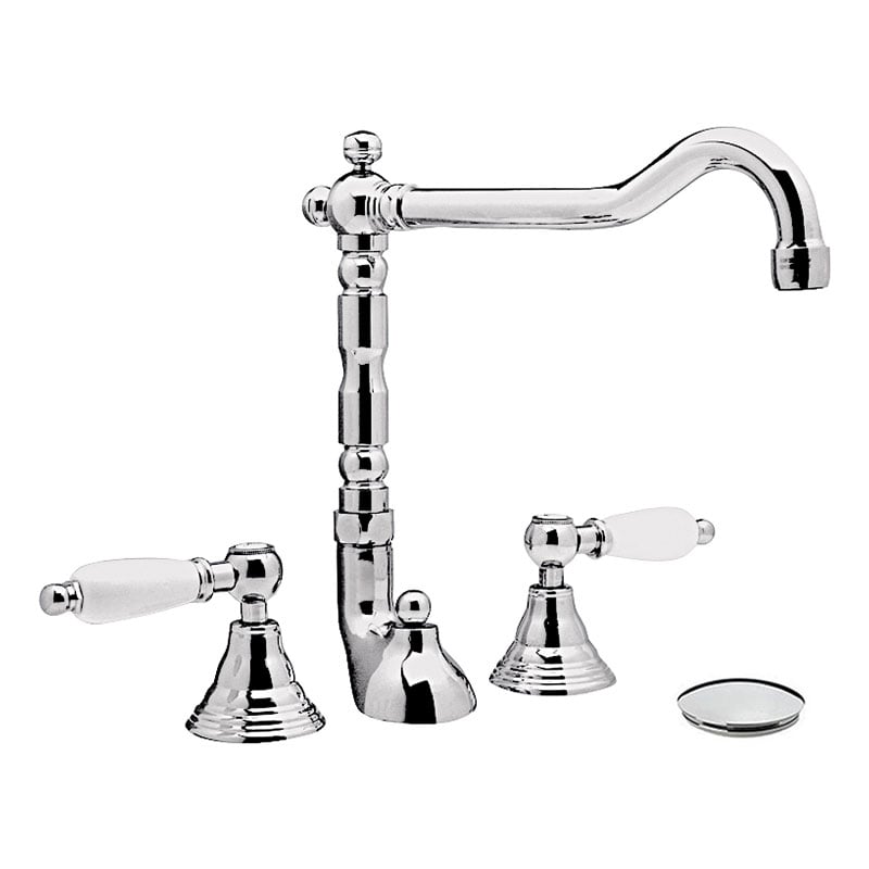 Daniel Retro 3-gats tweegreeps wastafelmengkraan opbouw met hendels en keramische bovendeel 3 Daniel Retro 3-gats tweegreeps wastafelmengkraan opbouw met hendels en keramische bovendeel 3