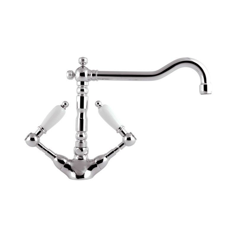 Daniel Retro keukenmengkraan met draaibare haakse uitloop en keramisch bovendeel 15 kleuropties