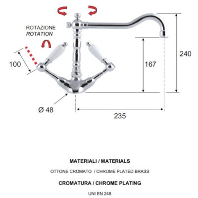 Daniel Retro keukenmengkraan met draaibare haakse uitloop en keramisch bovendeel Chroom – Sale 4