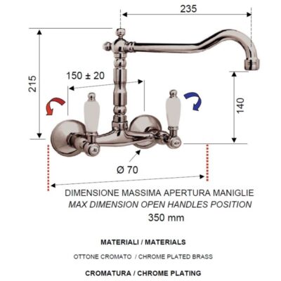 Daniel Retro muurmengkraan met draaibare haakse uitloop en keramische bovendeel Chroom – Sale 4