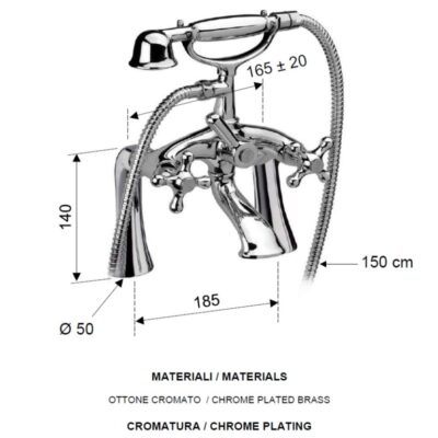 Daniel Revival tweegreeps badrandmengkraan opbouw 2-gats met kruisgrepen en keramische onderdelen 4