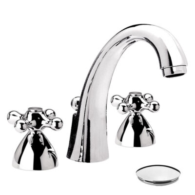 Daniel Revival 3-gats opbouw wastafelmengkraan kruisgreep hoog keramisch met waste-inrichting 15 kleuropties 5