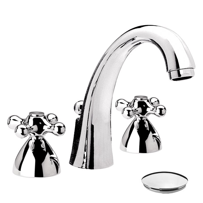 Daniel Revival 3-gats opbouw wastafelmengkraan kruisgreep hoog keramisch met waste-inrichting 15 kleuropties 3