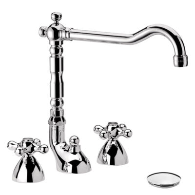 Daniel Revival 3-gats opbouw wastafelmengkraan met kruisgreep en keramische bovendeel 5