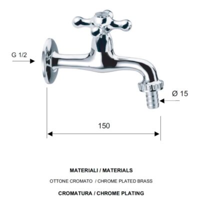 Daniel Revival retro buitenkraan met keramisch bovendeel en slangaansluiting 15 kleuropties 4
