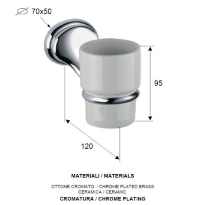 Daniel Revival keramische bekerhouder met messing bevestiging voor badkameraccessoires 4