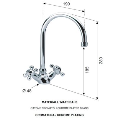 Daniel Revival keukenmengkraan met draaibare ronde uitloop en keramische bovendeel Chroom – Sale 4