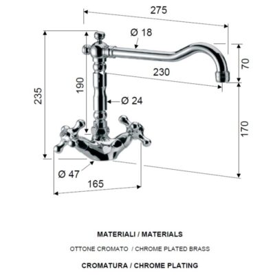 Daniel Revival keukenmengkraan met draaibare haakse uitloop en kruisgreep Chroom – Sale 4