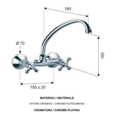Daniel Revival muurmengkraan met draaibare J-uitloop en keramische bovendeel Chroom – Sale 4