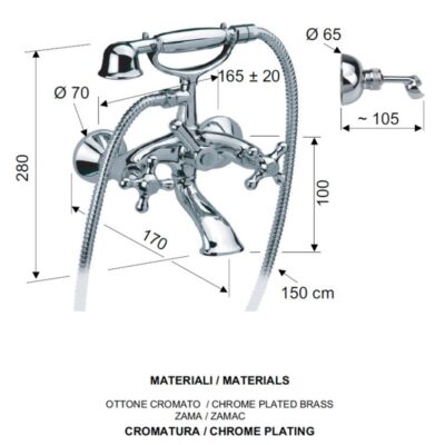 Daniel Revival wandmontage badmengkraan met kruisgreep en keramische bovendeel 15 kleuropties 4