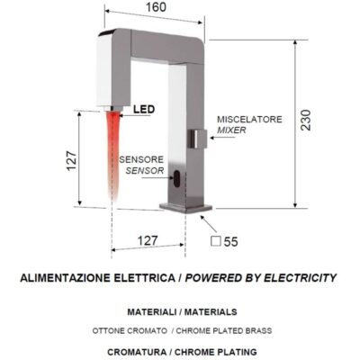 Daniel Sensor Colour elektronische wastafelmengkraan met kleurindicatie en haakse uitloop 12 Daniel Sensor Colour elektronische wastafelmengkraan met kleurindicatie en haakse uitloop 12