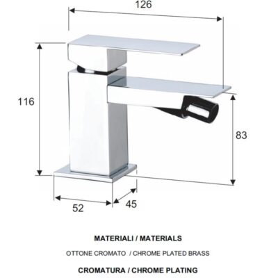 Daniel Skyline eengreeps bidetmengkraan opbouw vierkant met keramische cartridge 15 kleuropties 4